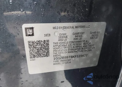 2019 Chevrolet Malibu 1Ls from USA, damaged, VIN 1G1ZB5ST6KF123977